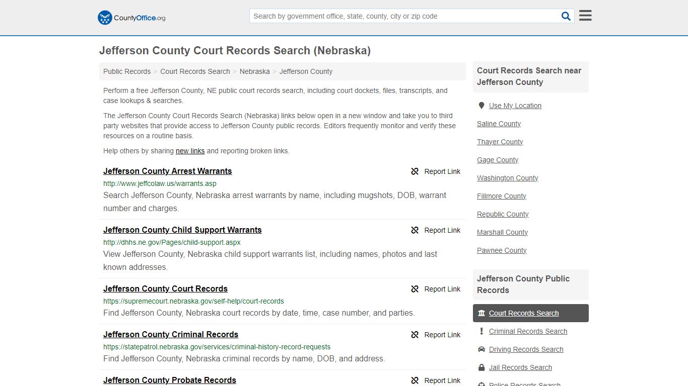 Jefferson County Court Records Search (Nebraska) - County Office